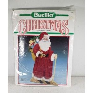 Bucilla Ye Olde Santa Doorstop Pre Cut Pastic Canvas Kit 61069 Christmas Holiday